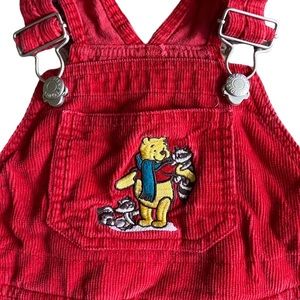 Disney Vintage Winnie the Pooh Red Corduroy Overalls 18 Months Holidays Winter